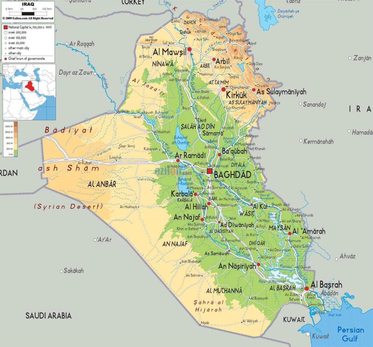 خارطة العراق الجغرافية