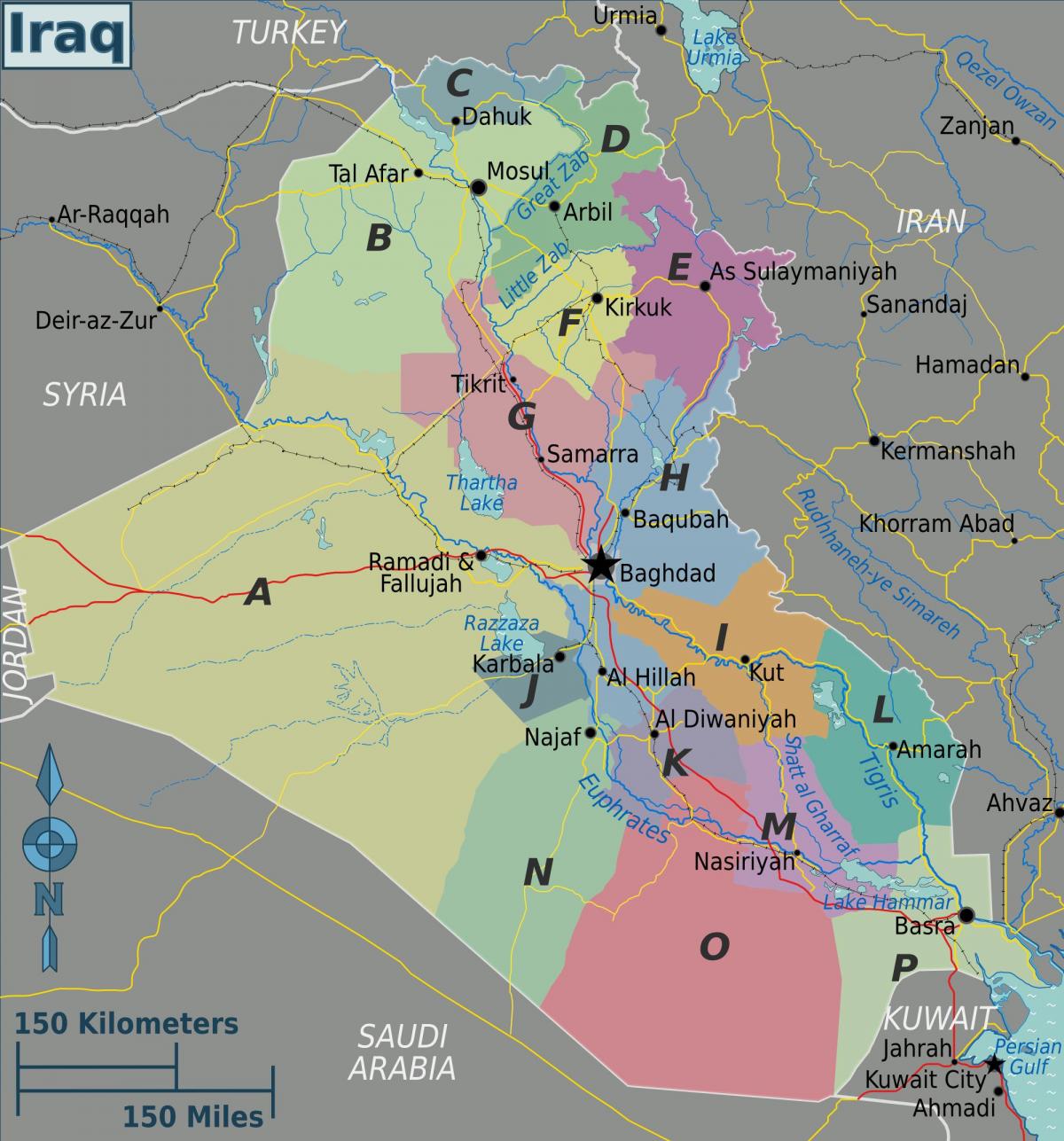 خريطة مناطق العراق