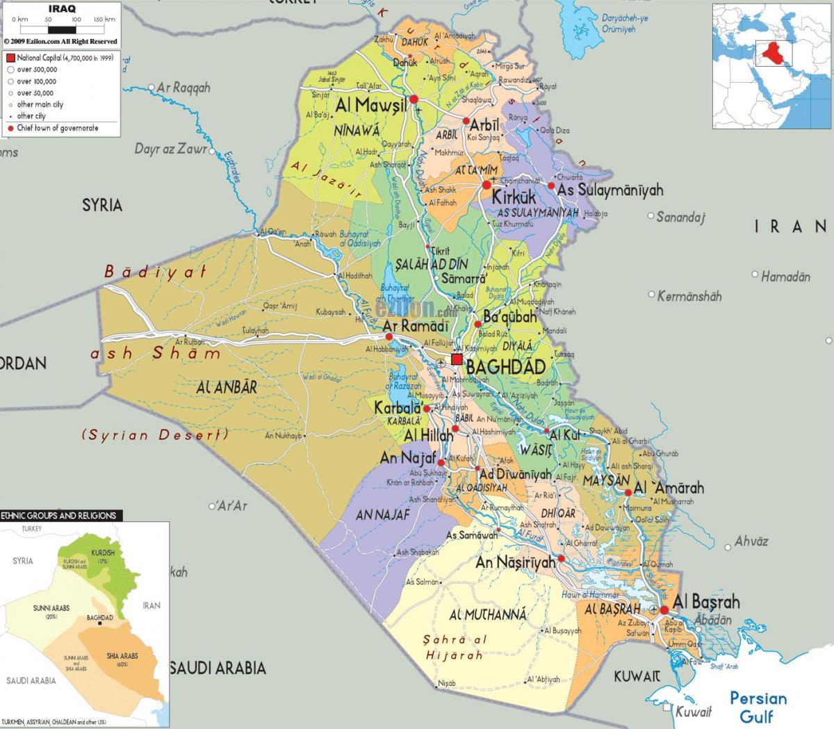 العراق خريطة المدن
