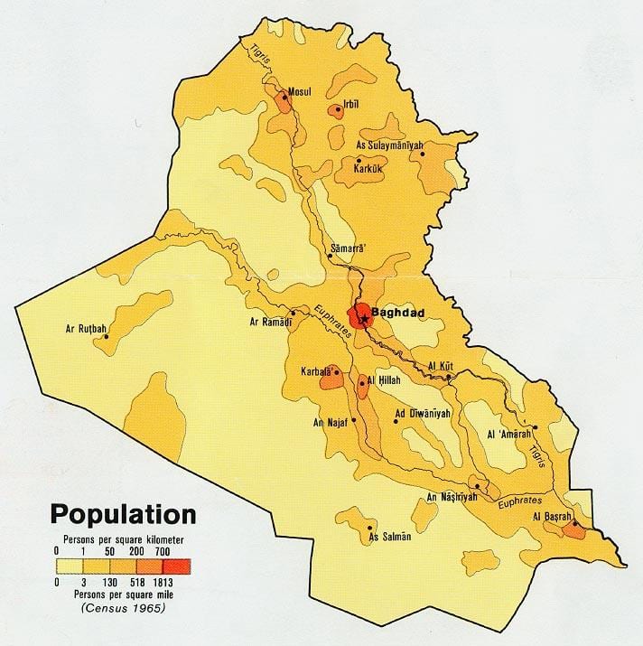 خريطة العراق السكان