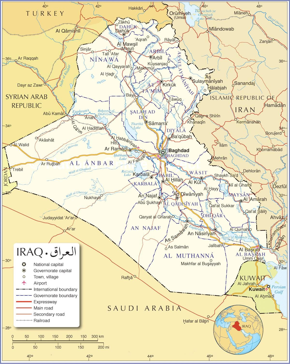 خريطة الطرق العراق