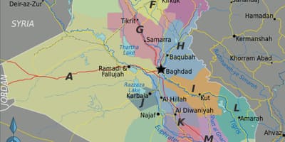 خريطة مناطق العراق